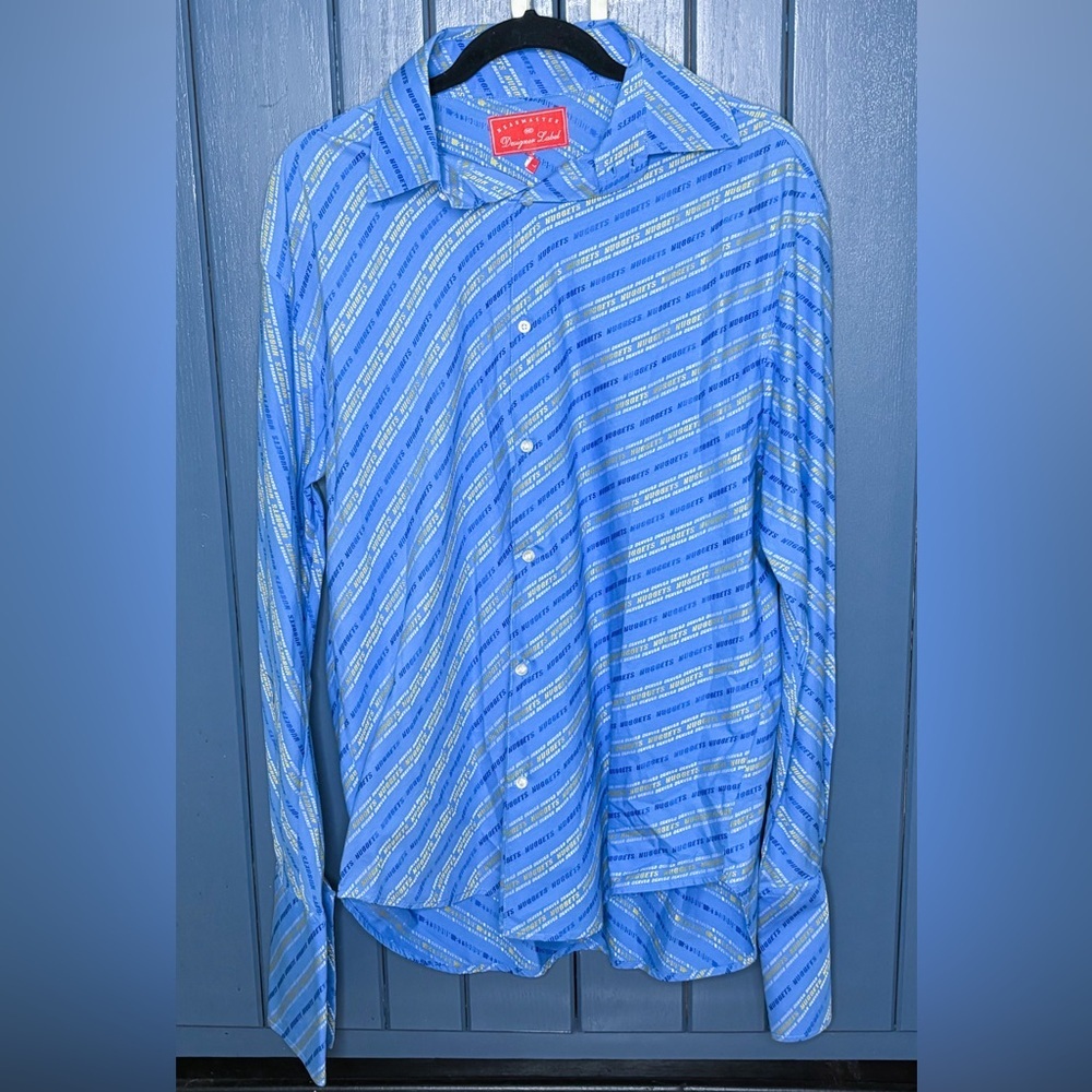 Headmaster Designer Label Denver Nuggets Blue Button Up Shirt Large Basketball